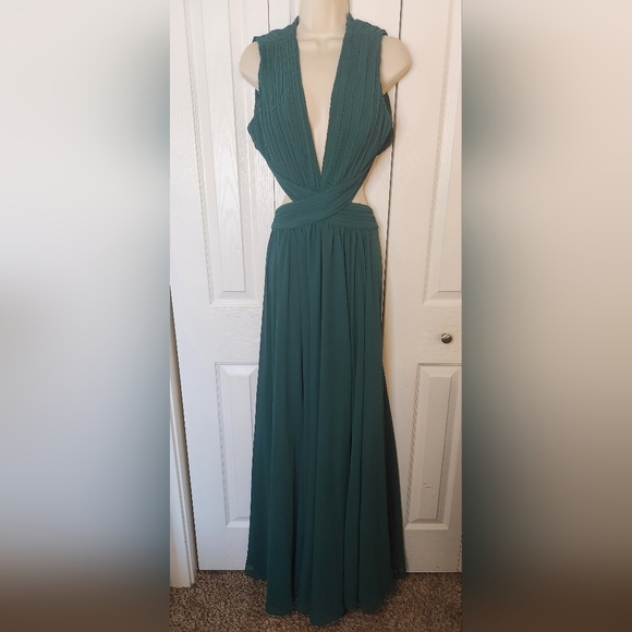 Lulu's Deep Green Prom Dress - Picture 9 of 15